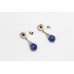 Dangle Earrings Blue Lapis Lazuli Stone Women's Solid Silver 925 Handmade A668